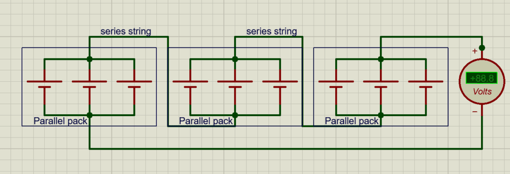 image showing the combination of series and parallel cell connection.