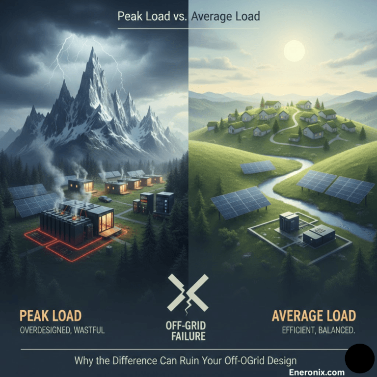 off grid system analysis on peak and average loads.