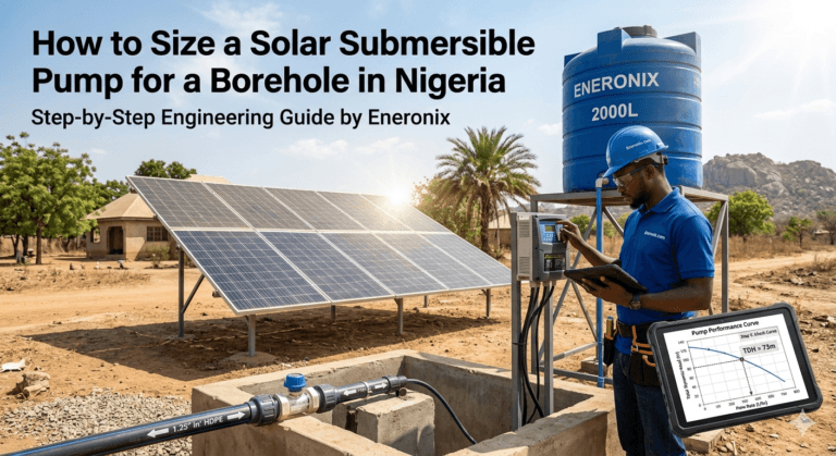 how to size a solar submersible pump for a borehole