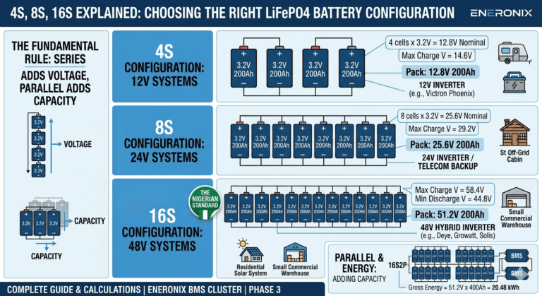 4S 8S 16S LiFePO4 battery configuration