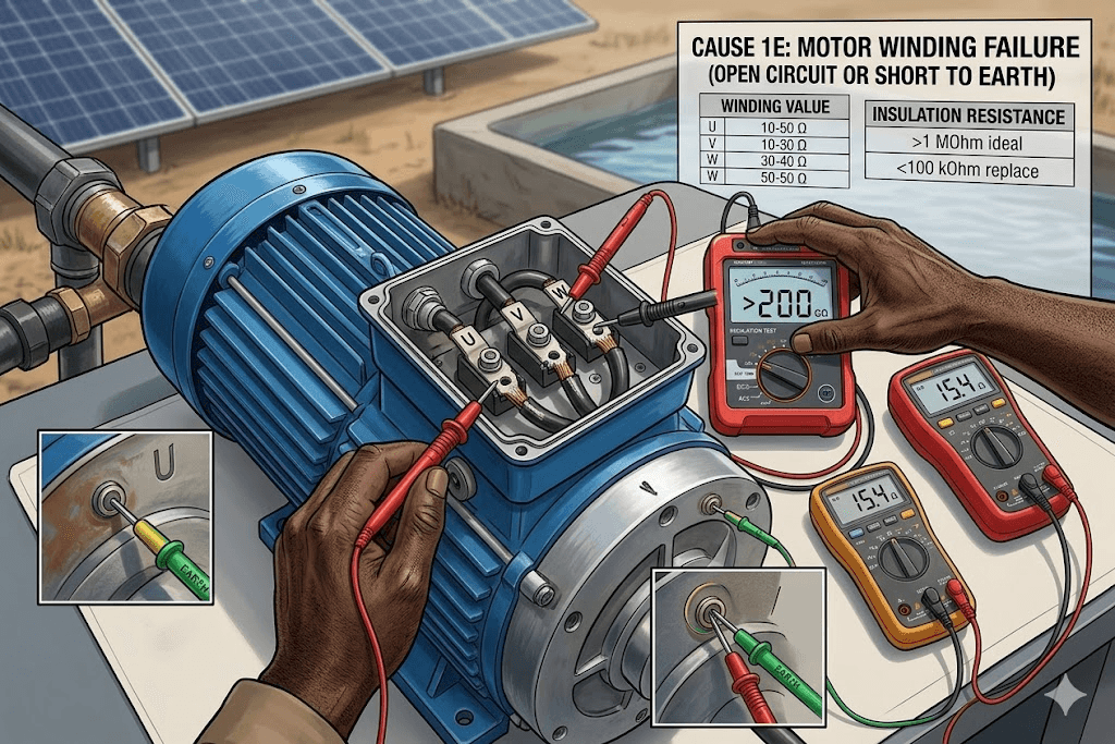 Cause 1E: Motor Winding Failure (Open Circuit or Short to Earth)