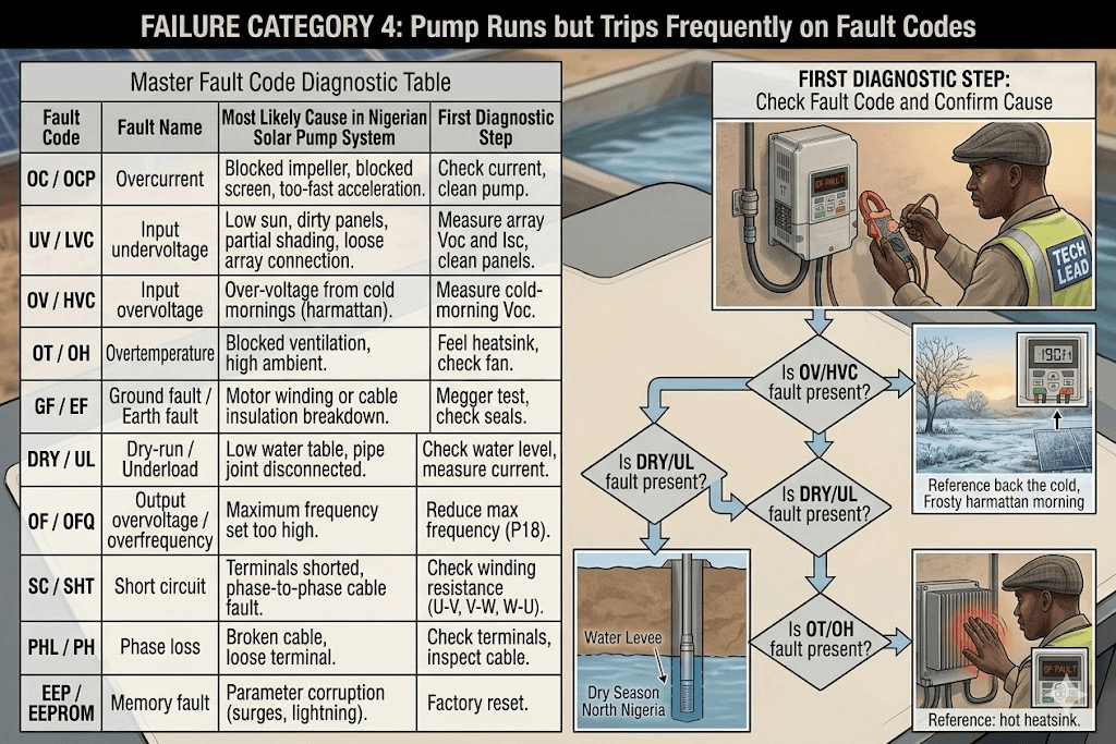 Failure Category 4: Pump Runs but Trips Frequently on Fault Codes