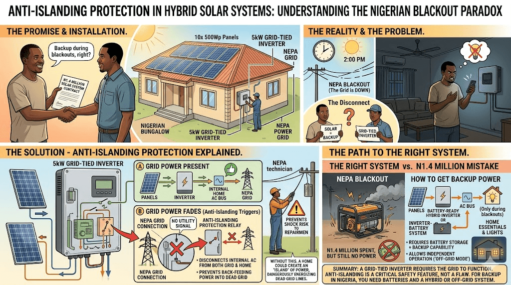 Anti-Islanding Protection in Hybrid Solar Systems