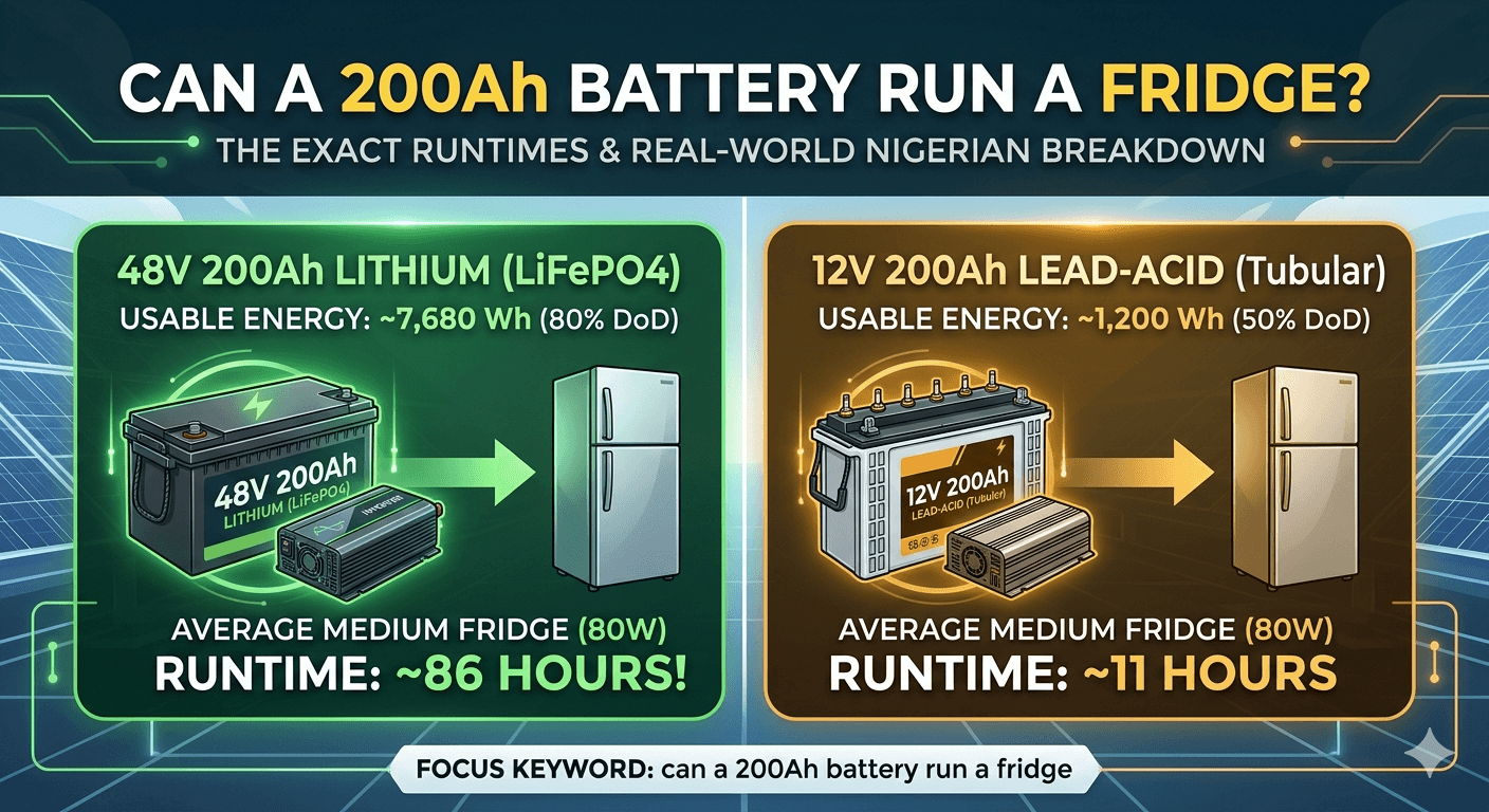 can a 200Ah battery run a fridge