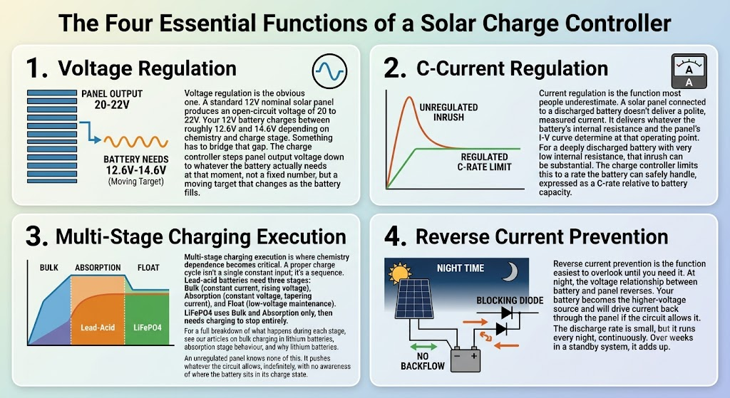 The four functions of a charge controller