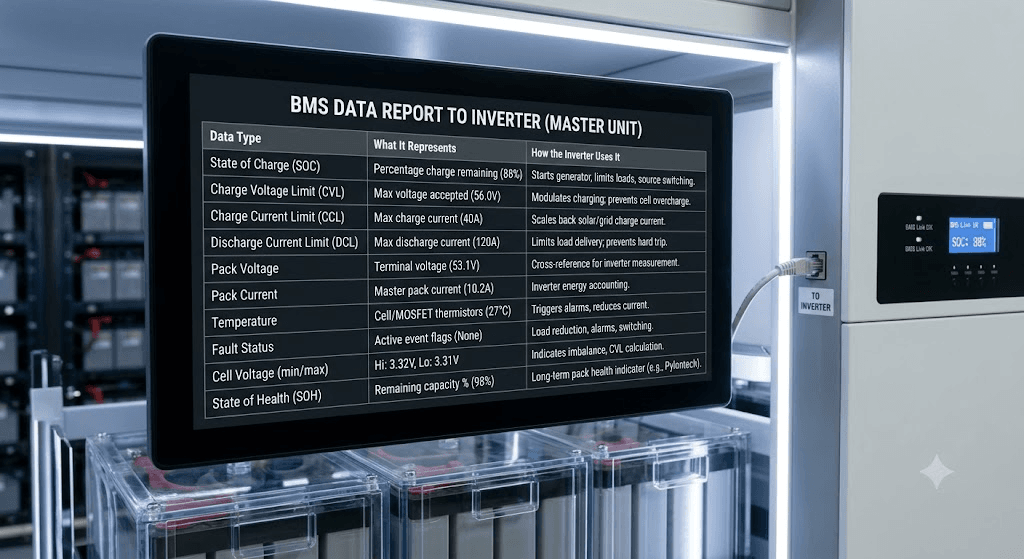 What the Master BMS Reports to the Inverter