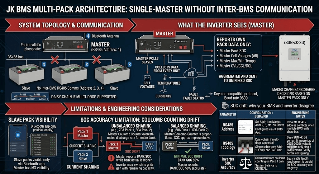 JK BMS Multi-Pack Single-Master Without Inter-BMS Communication